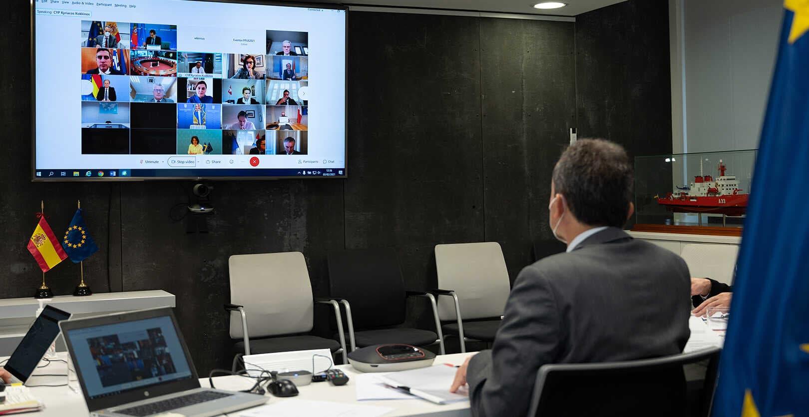 Imagen del ministro Pedro Duque durante el Consejo Informal de Competitividad